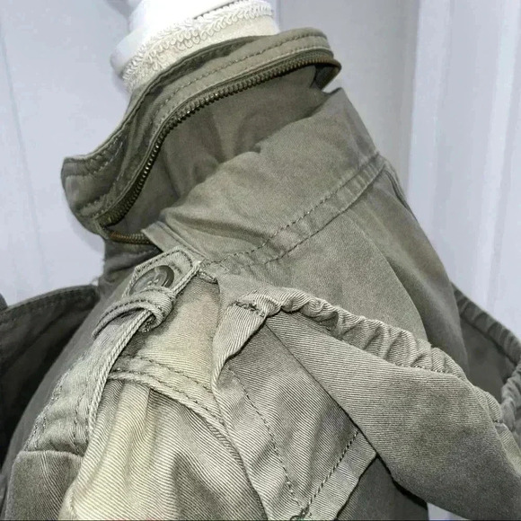 I HEART RONSON Military style utility jacket NWOT tie waist hooded olive - Picture 4 of 16
